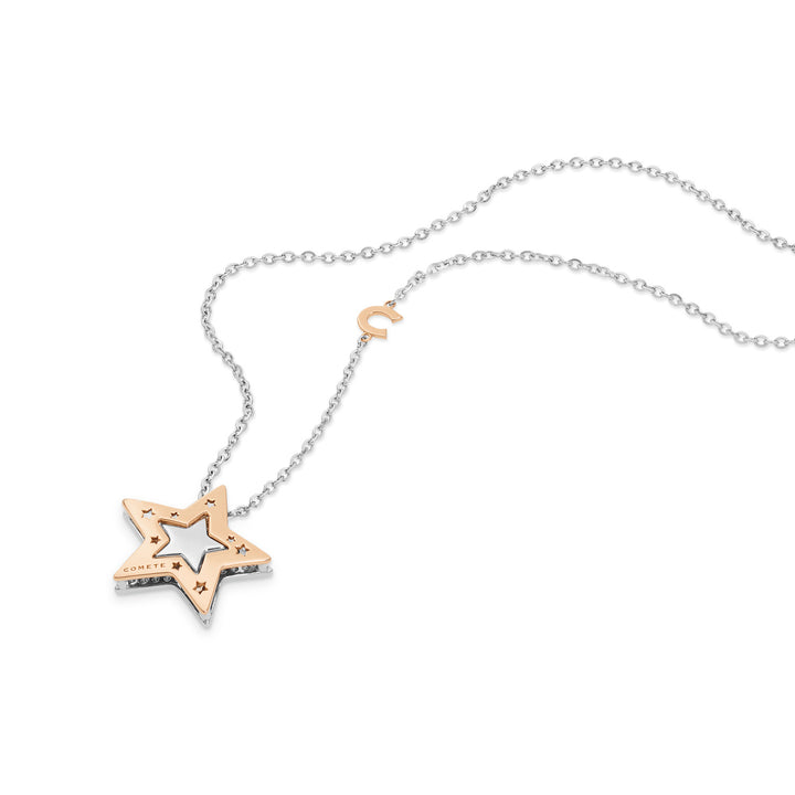 Comete ketting in wit- en roségoud met GLB1446-diamanten