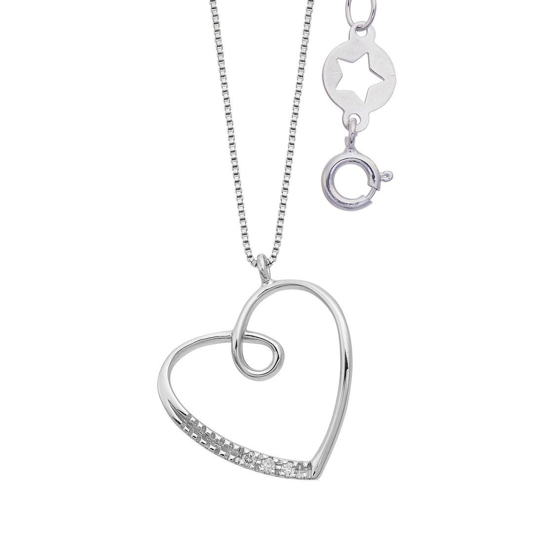 Comete Heart-halsketting in 750‰ witgoud en diamanten GLB1646