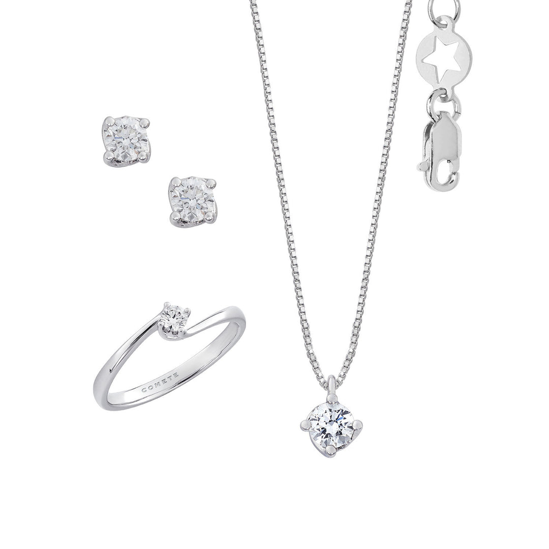 Comete Necklace, Ring and Earrings in 750‰ Gold and White Diamond KIT168527121141