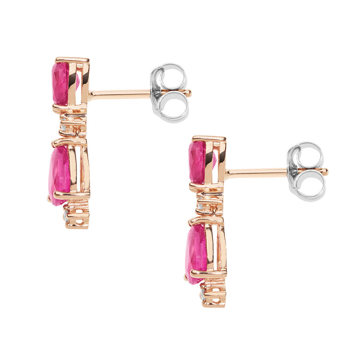 Comete Earrings in Rose Gold Diamonds and Rubies Drop ORB1061