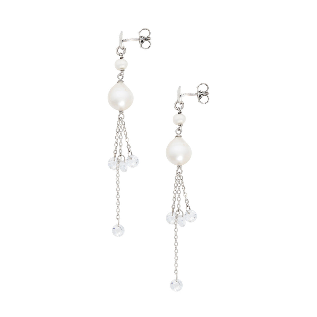 Comete Earrings in 925‰ Silver with Acquadolce Pearls and white crystals ORA229