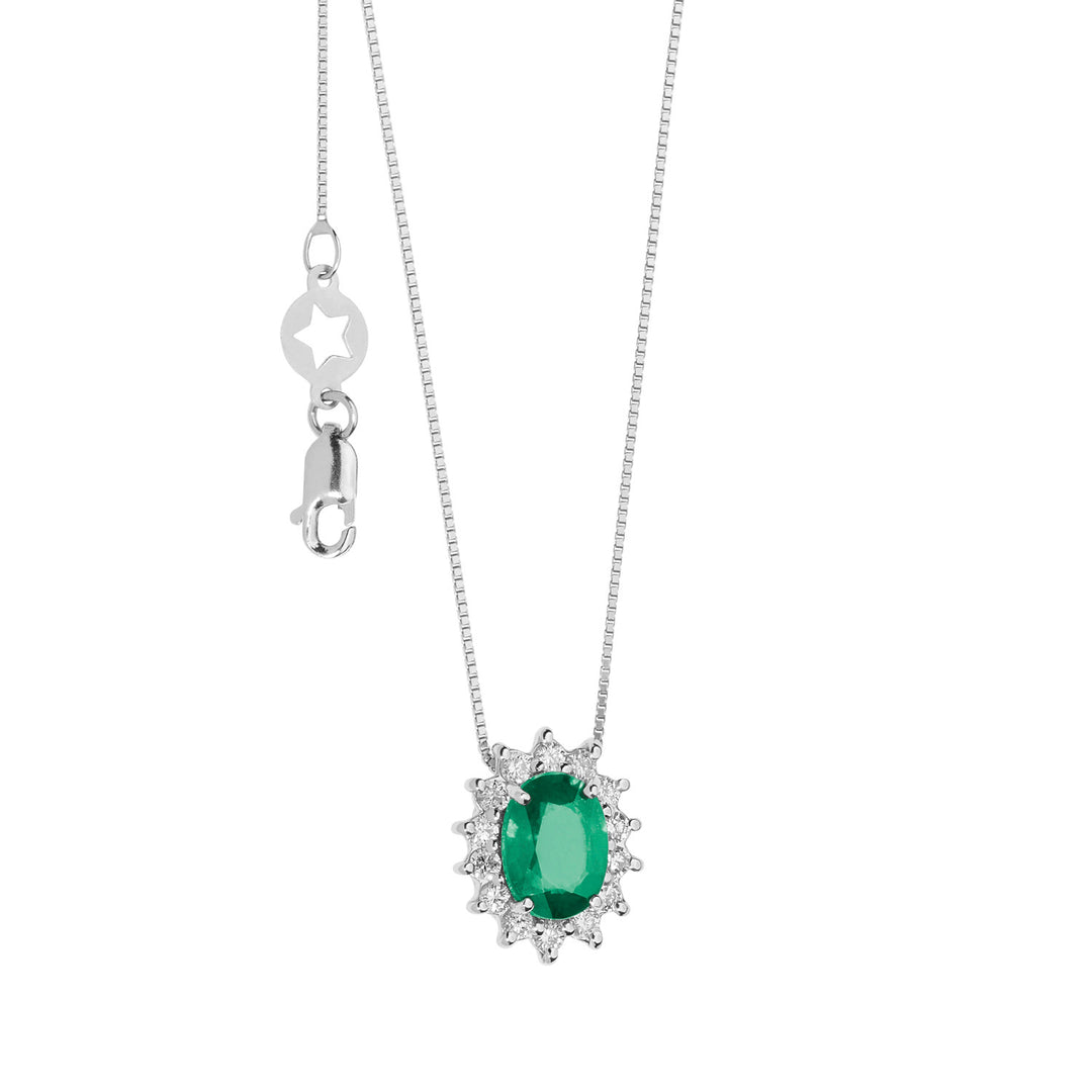 Comete Necklace in Gold, Diamonds and Oval Emerald GLB1566S3