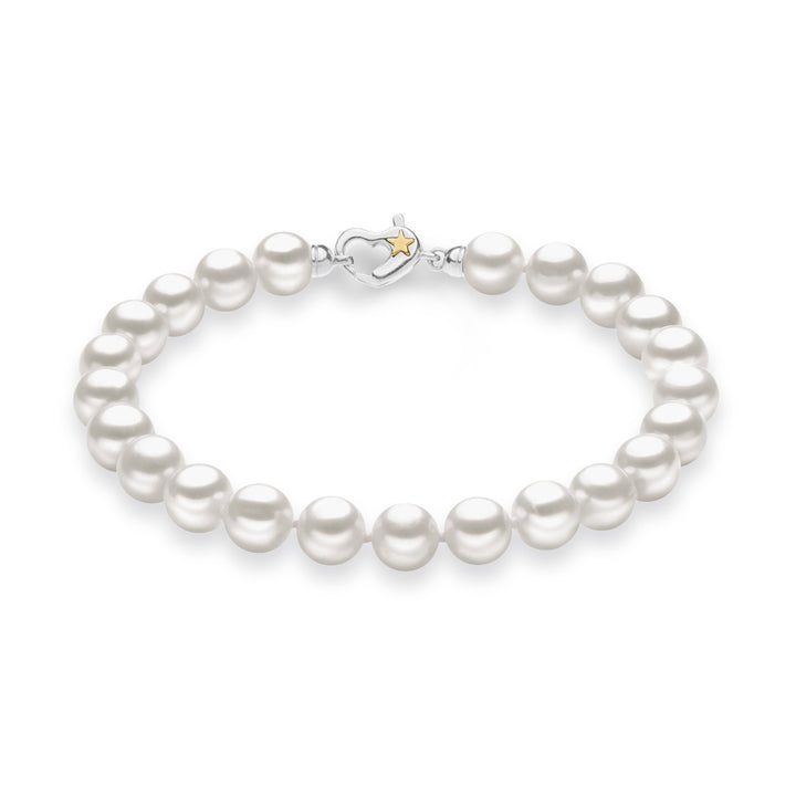Comete-Armband mit Süßwasserperlen in Silber und Stern in Gelbgold 21 cm BRQ31020
