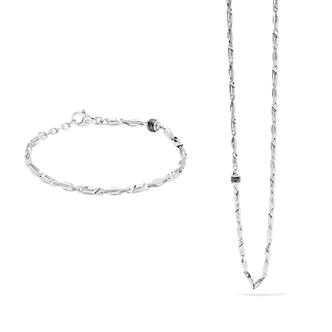 Comete Royal Bracelet and Necklace in Silver and Ceramic KIT6931001