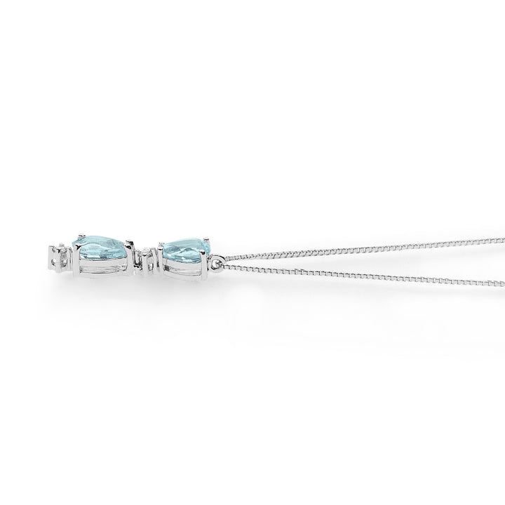 Comete Necklace in Gold Diamonds and Aquamarine Drop GLQ299