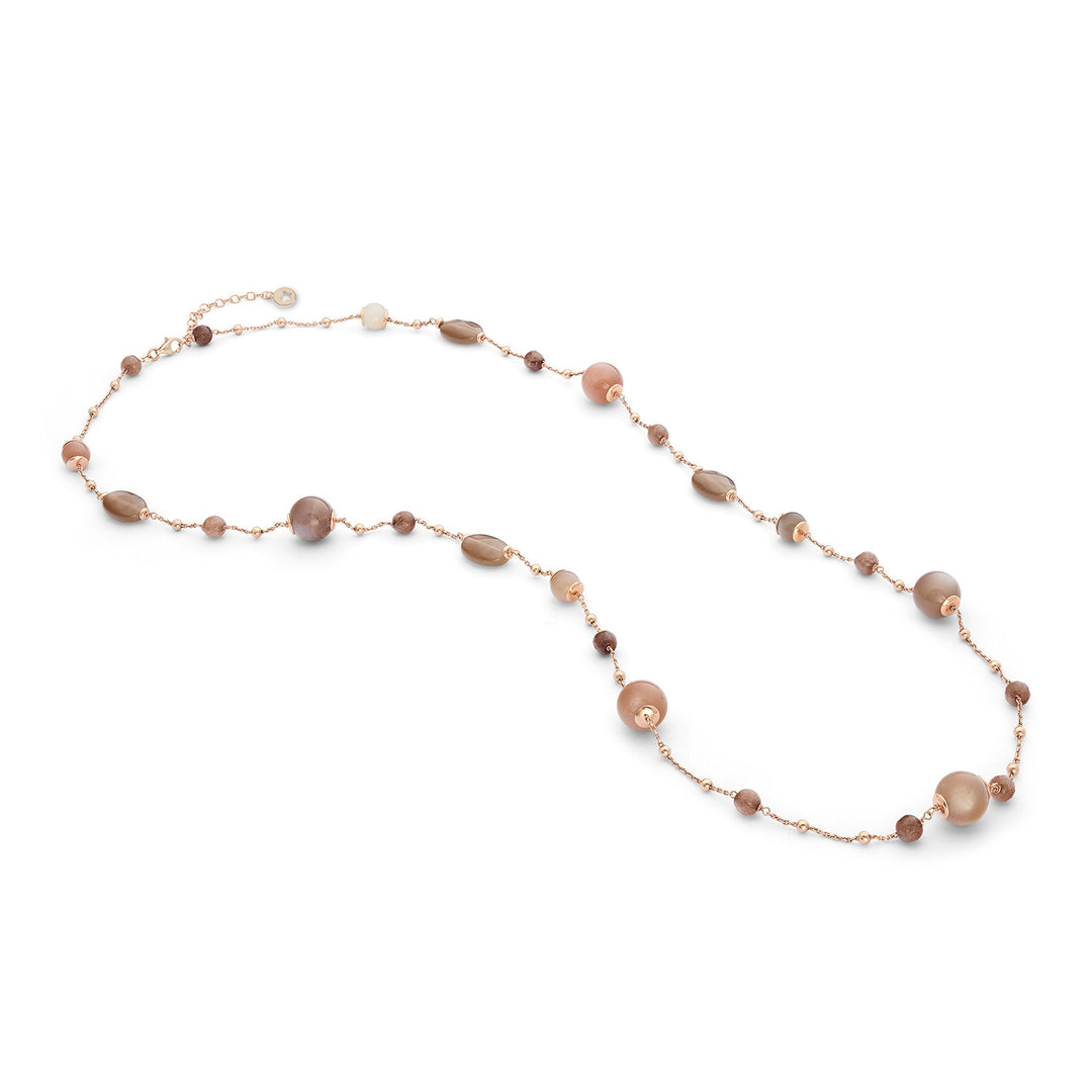 Comete Necklace 925‰ Silver with Moonstone, Crystal, colored Jade GLA284