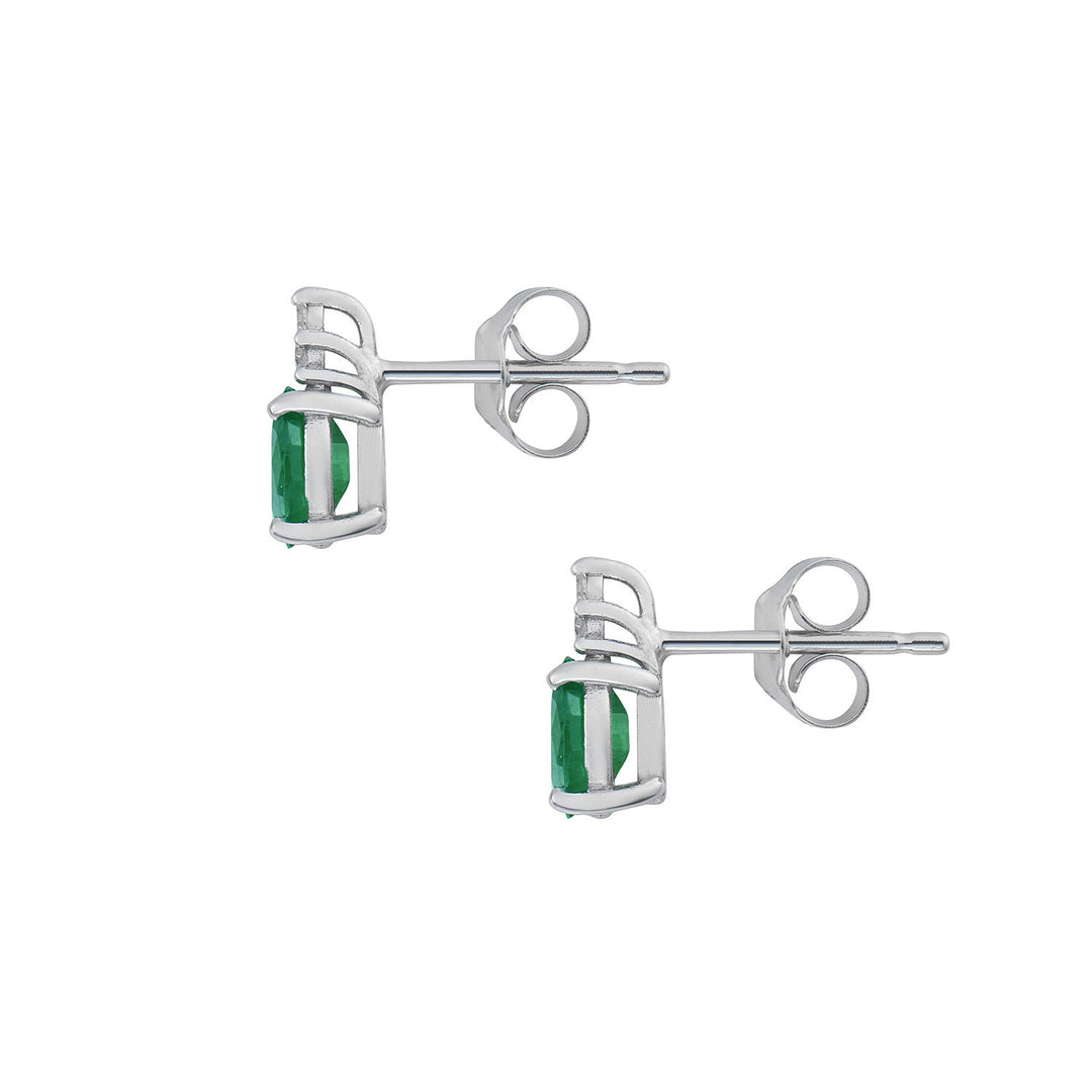 Comete Earrings in Gold and White Diamonds, Oval Emerald ORB1105S3