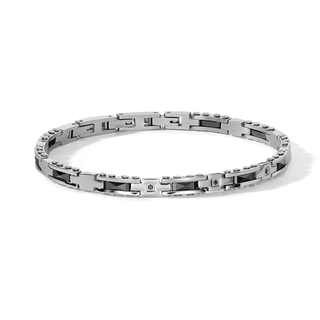 Comete Bracelet in Steel, black zircons and ceramic UBR1307