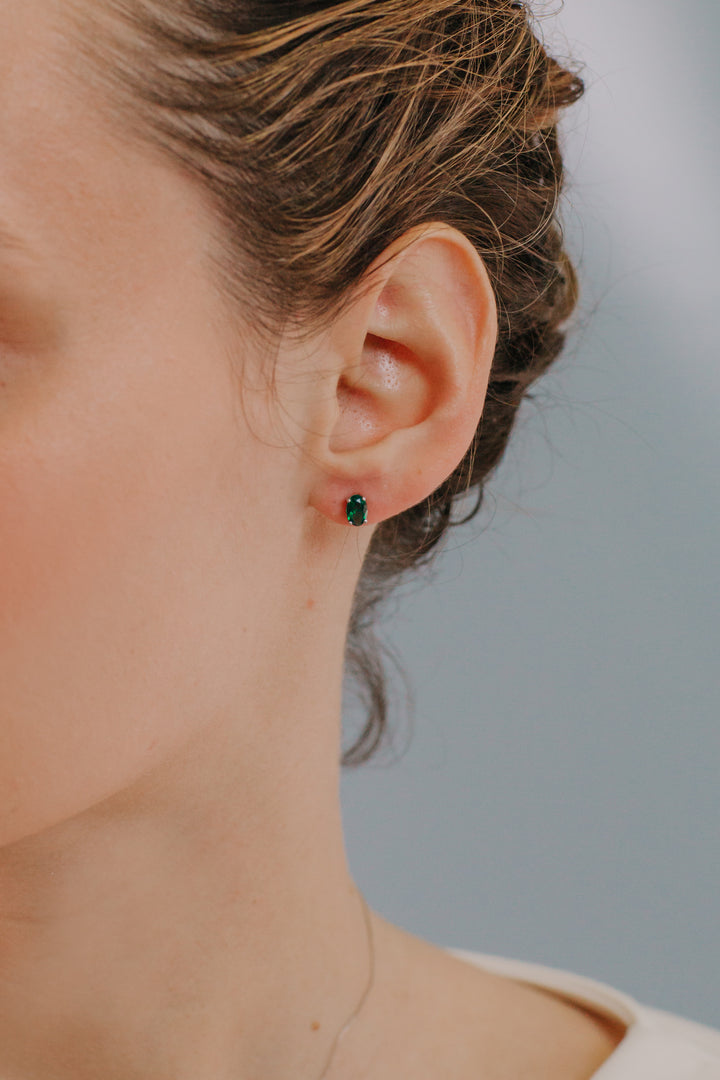 Comete Earrings in Gold and Oval Emerald ORB1074