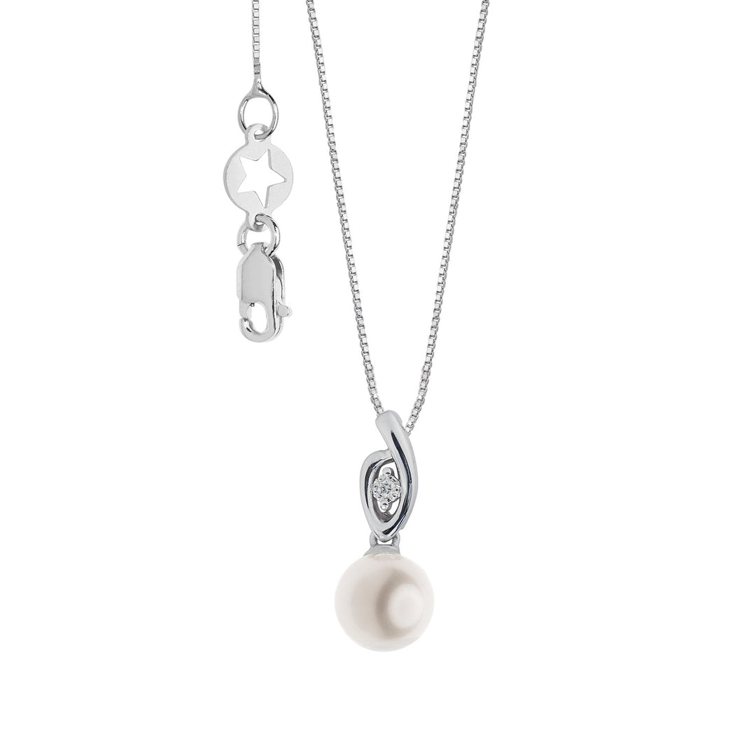Comete parelketting in 750‰ goud en witte diamanten GLP633