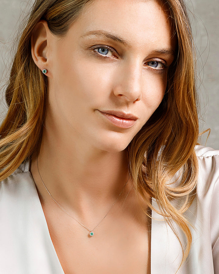 Comete Necklace in Gold, Diamonds and Round Emerald GLB1674