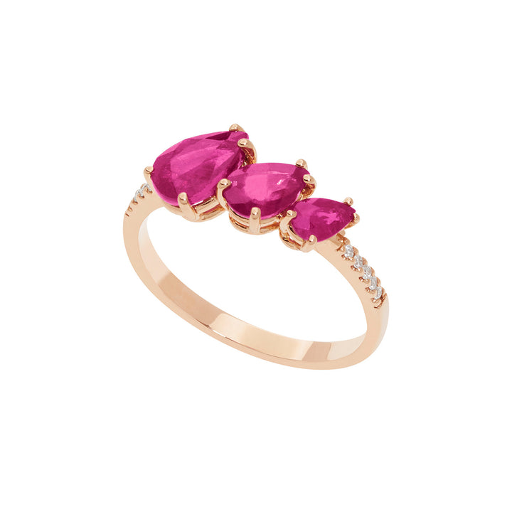 Comete Ring in rose gold with diamonds and rubies drop ANB2638