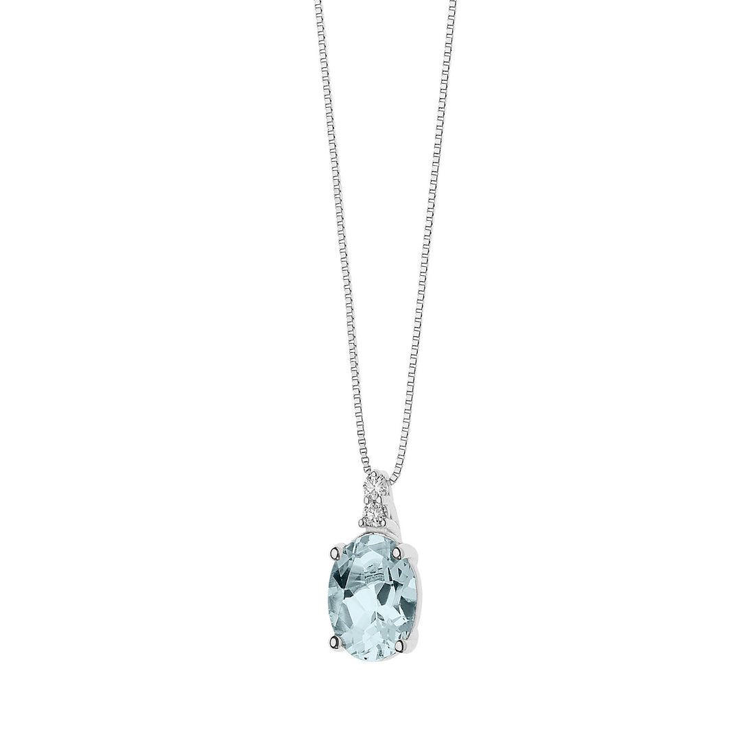 Comete-Goldhalskette mit Diamanten und ovalem Aquamarin GLQ267
