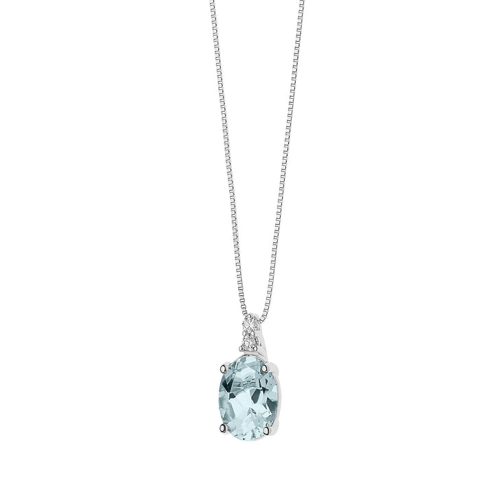 Comete-Goldhalskette mit Diamanten und ovalem Aquamarin GLQ267