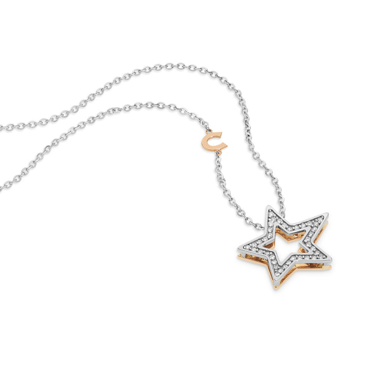 Comete ketting in wit- en roségoud met GLB1446-diamanten
