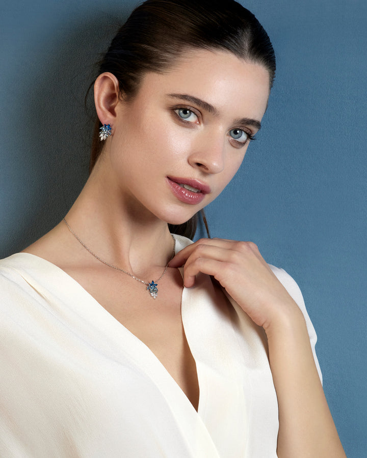 Comete Earrings in blue degradé Zircons 925‰ Silver ORA211