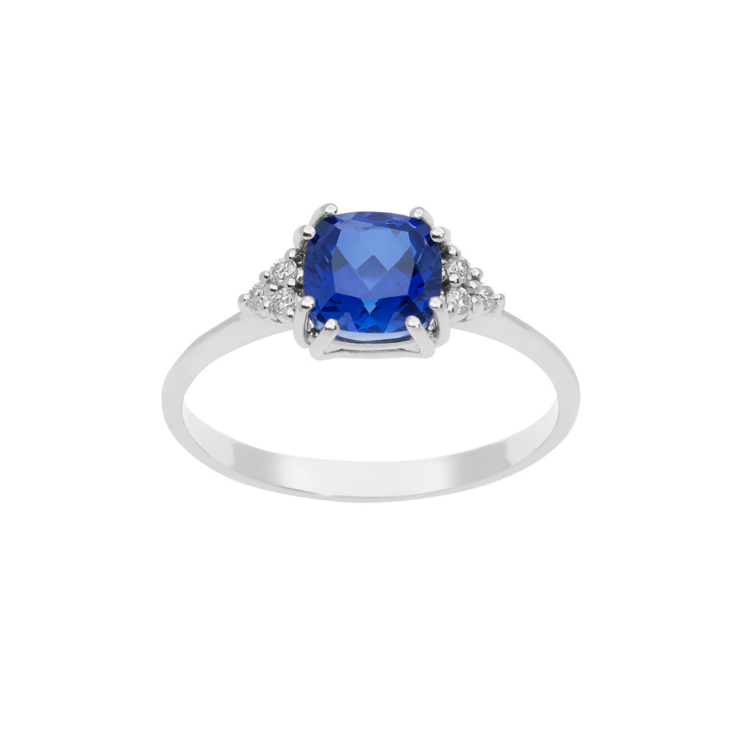 Comete-ring in goud, diamanten en antieke blauwe saffier ANB 2488