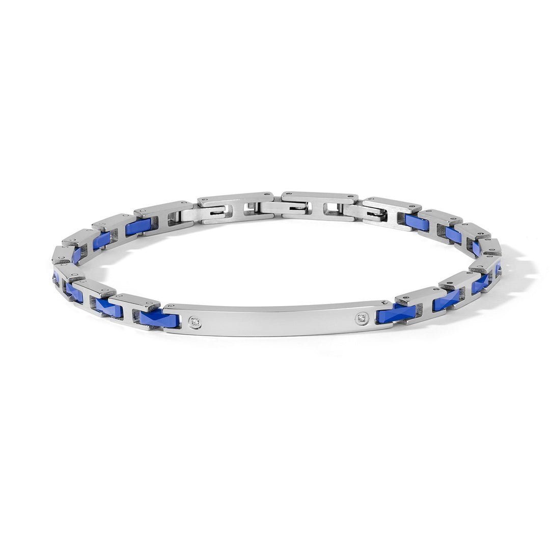 Comete Bracelet in steel, diamonds and blue ceramic UBR1318