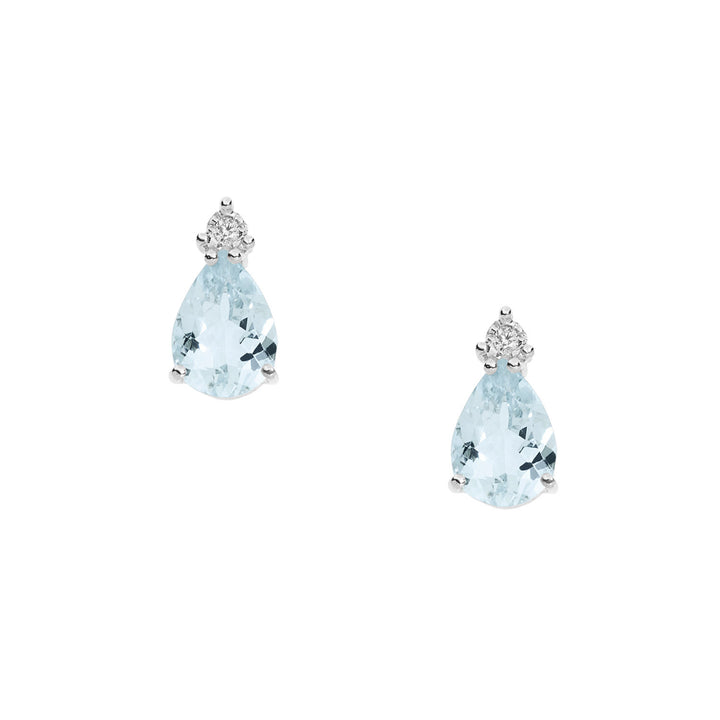 Comete Gold Earrings with Diamonds and Aquamarine Drop ORQ242