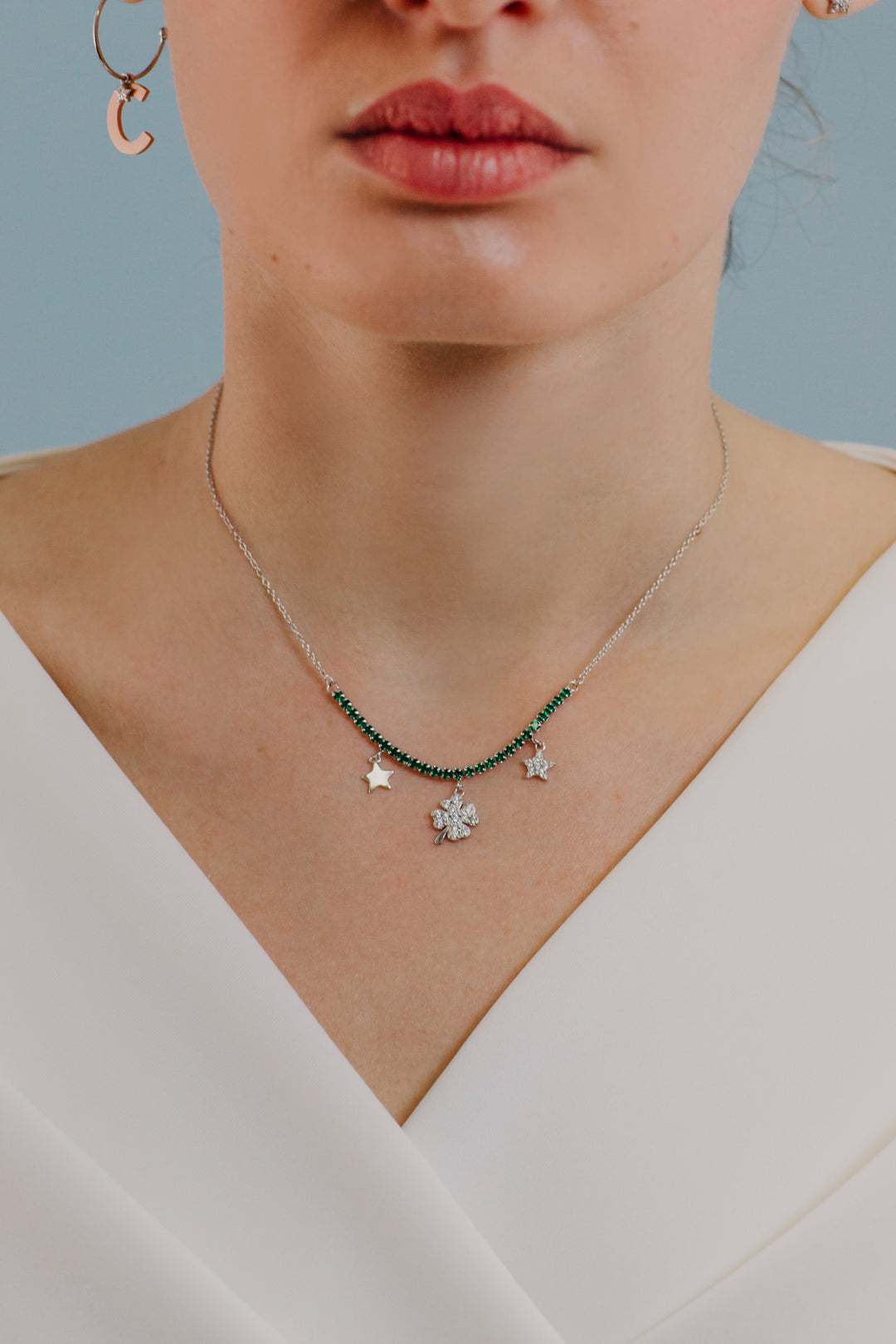 Comete tennischoker in zilver klaverblad GLA256
