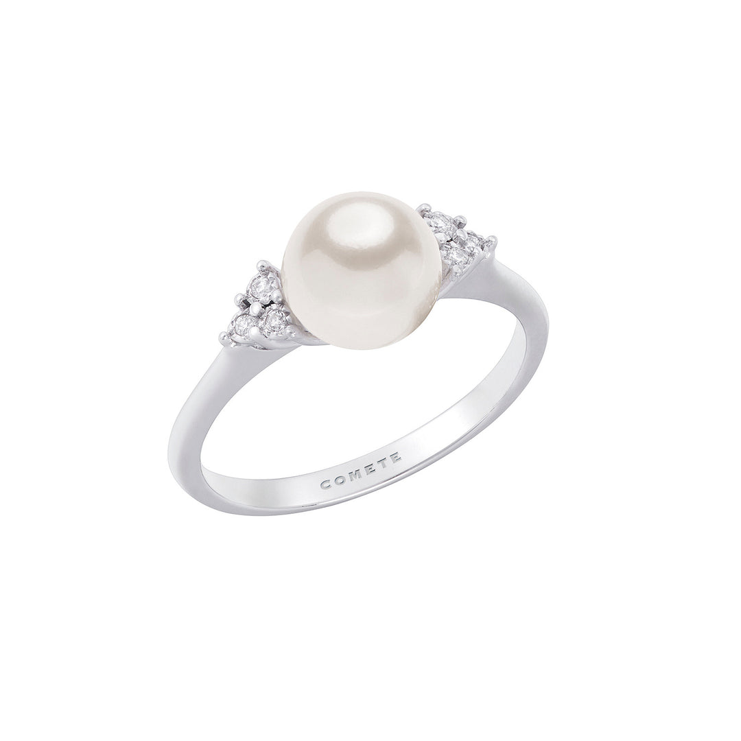 Comete parelring in 750 ‰ goud en diamanten ANP414