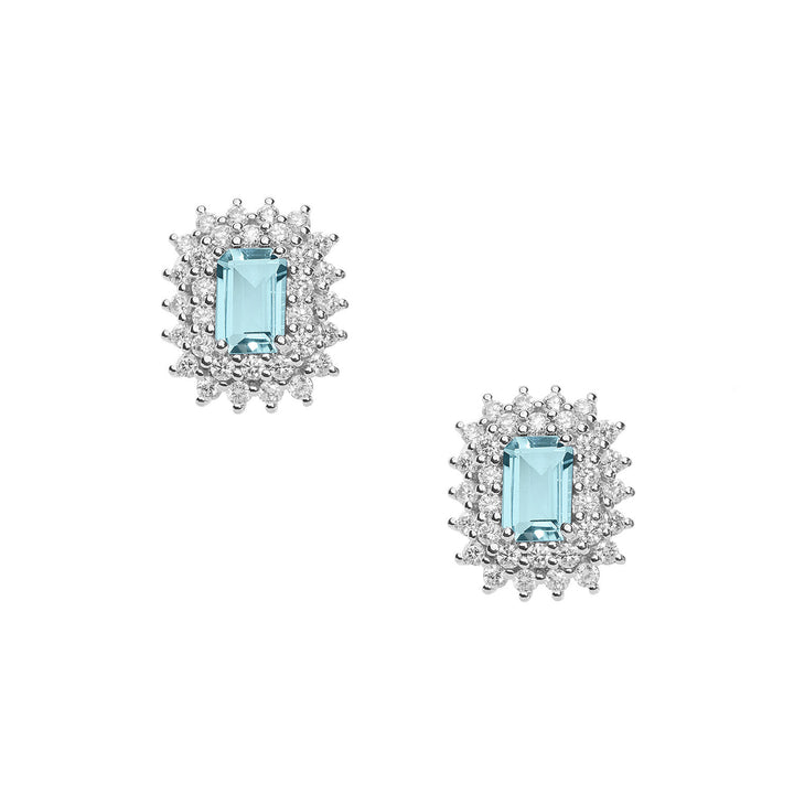 Comete-oorbellen in goud, diamanten en achthoekig aquamarijn ORQ261