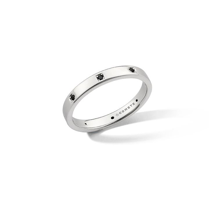 Comete Ring in rhodium-plated 925‰ silver, black zircons UAN132M26
