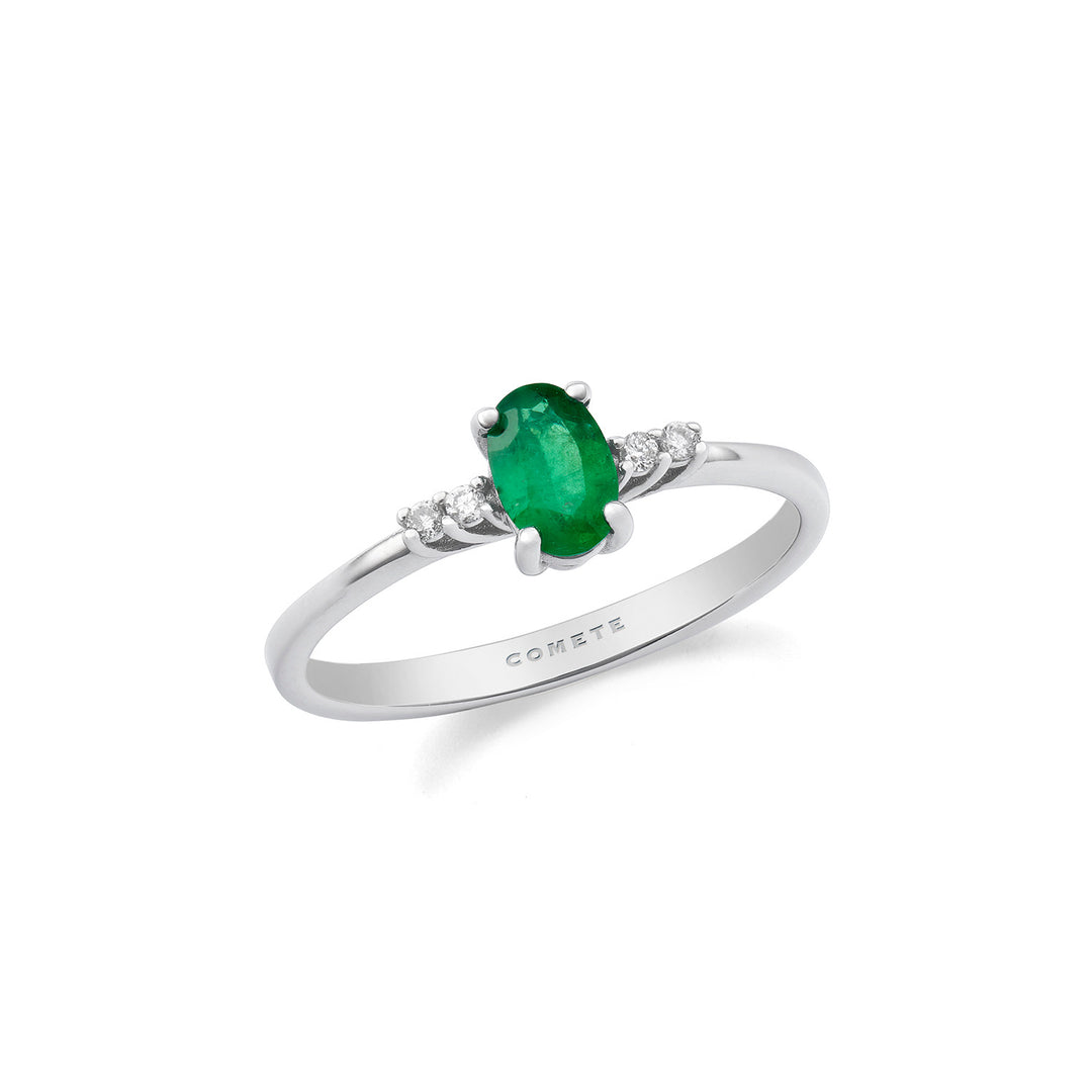 Comete Ring Gold and White Diamonds, Oval Emerald ANB2688S3