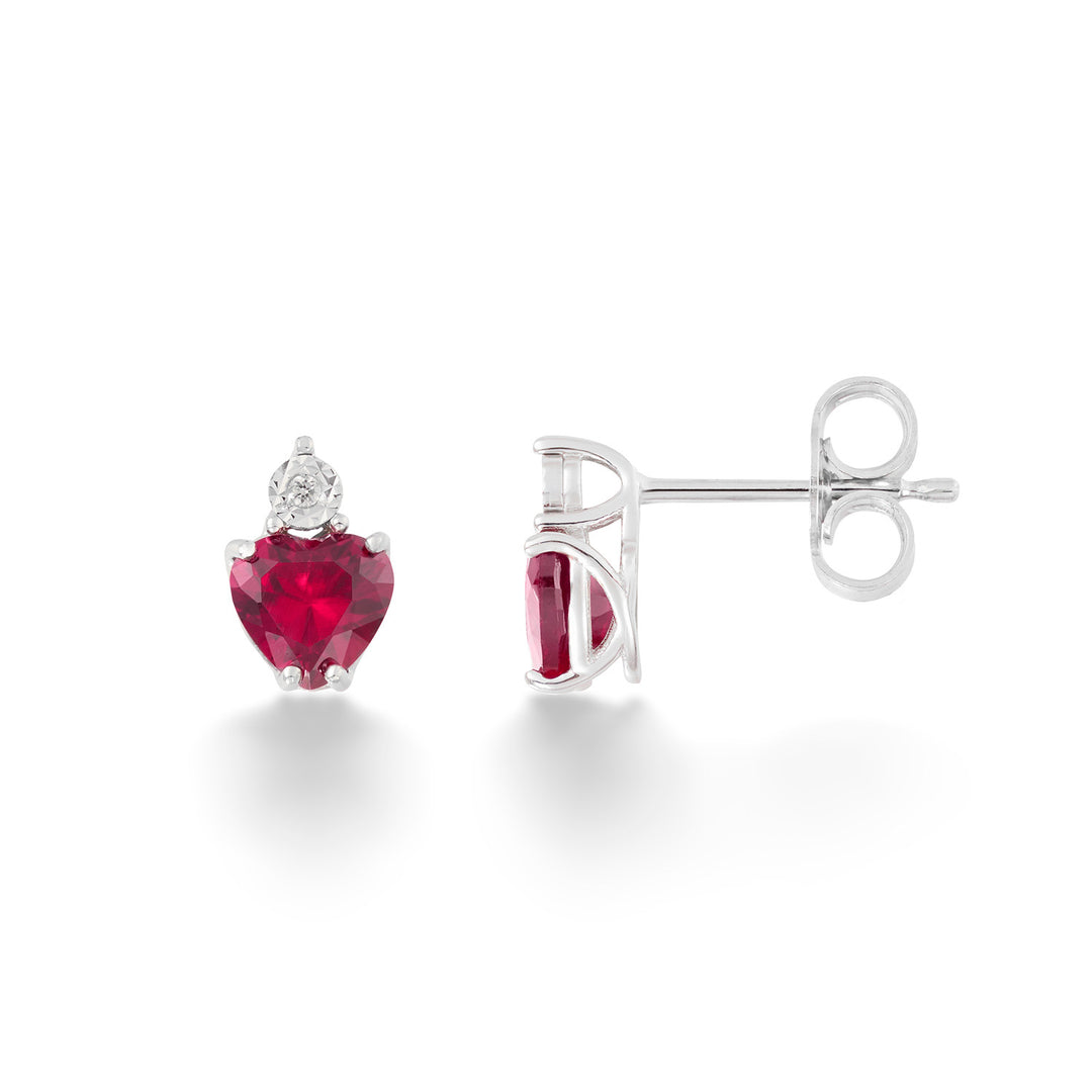 Comete Heart Ohrringe aus Weißgold, Diamanten und rekristallisierten Rubinen KORB1019