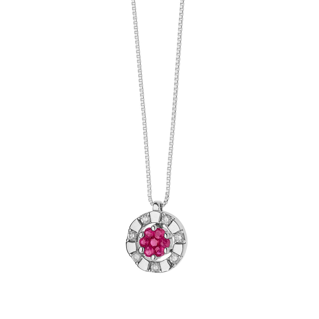Comete ketting in wit goud met diamanten en robijnen GLB1376