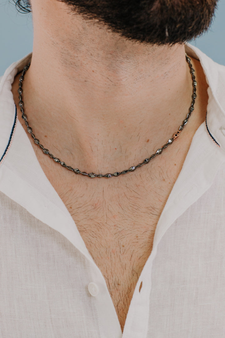 Comete Necklace in rosé and burnished silver with zircons UGL699