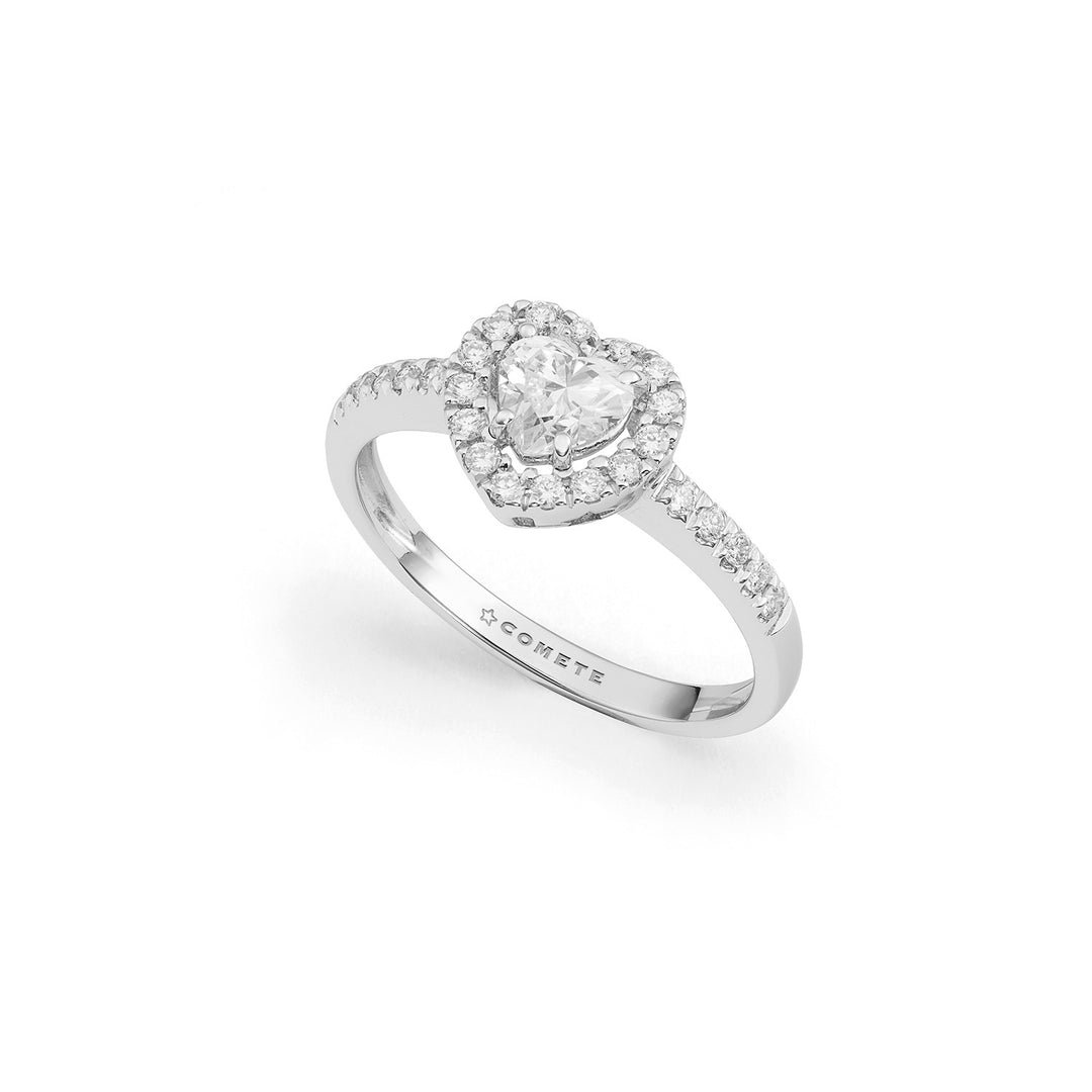 Comete Hartjesring in 750‰ goud met witte diamanten ANB2761