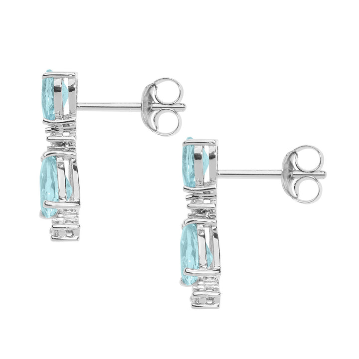 Comete Gold Earrings with Diamonds and Aquamarine Drop ORQ262