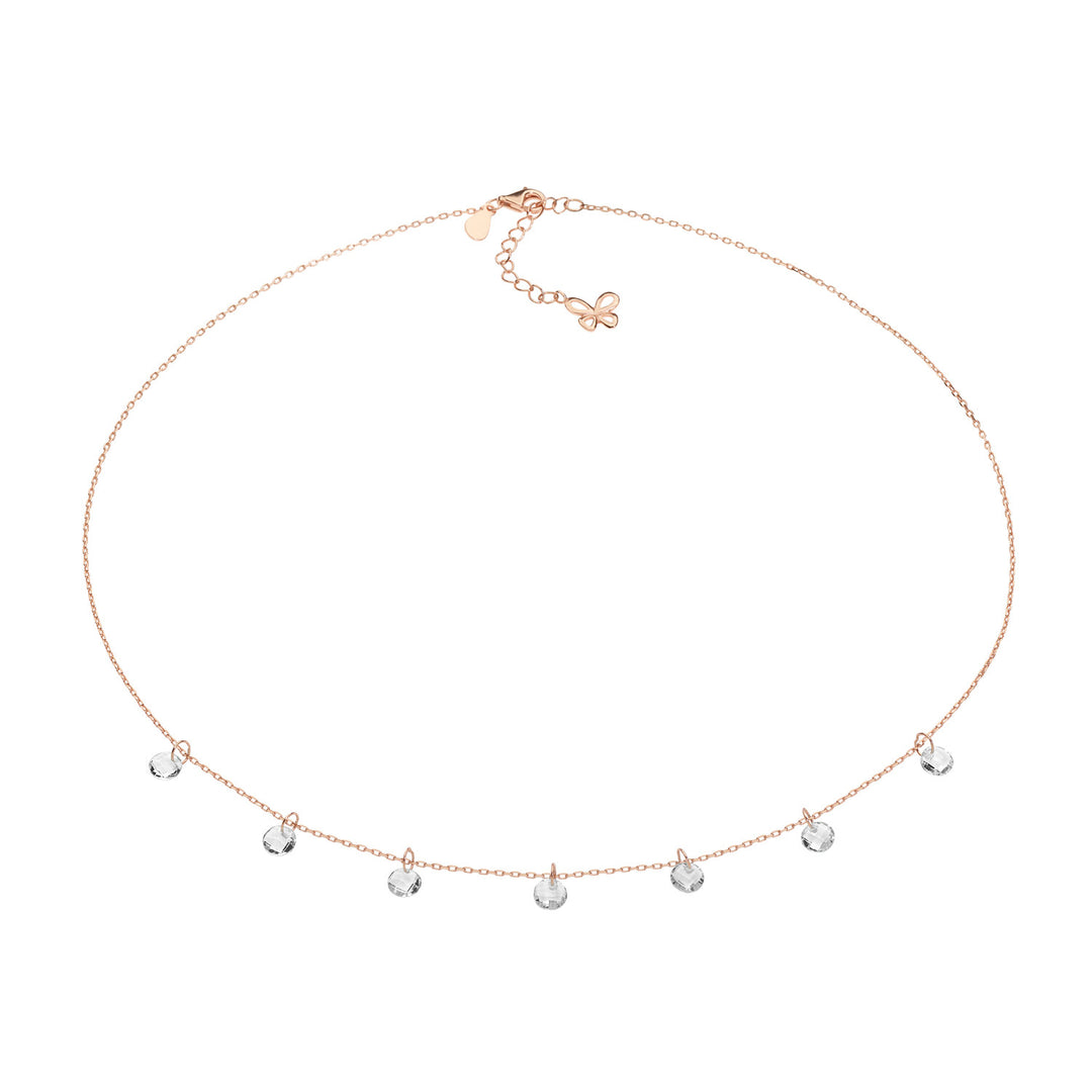 Comete Necklace in Silver and white briolette crystals GLA169