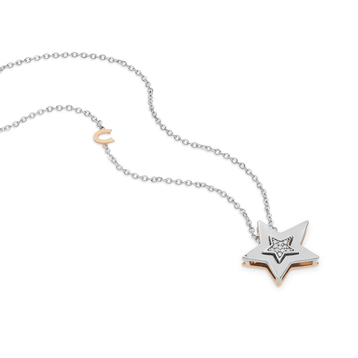 Comete ketting in wit- en roségoud met diamanten GLB1447