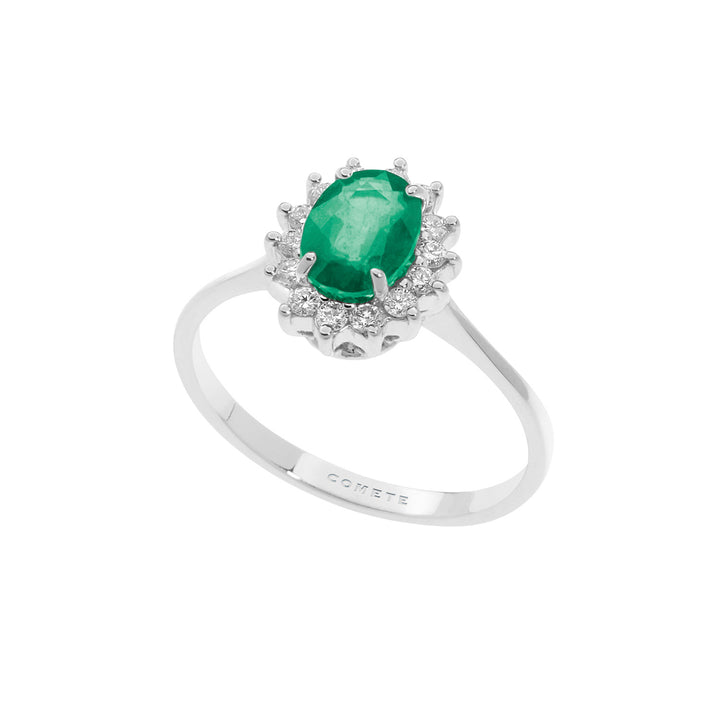 Comete-Ring aus Gold, Diamanten und ovalem Smaragd ANB2571S3