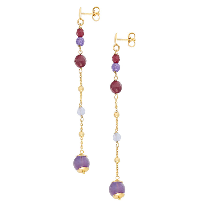 Comete-Ohrringe aus 925‰ Silber mit farbigem Amethyst, Achat und Jade ORA219