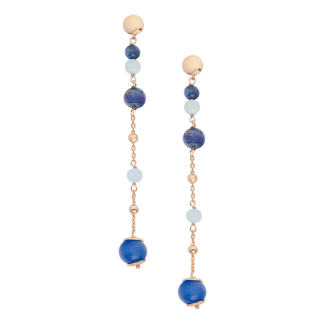 Comete-Ohrringe aus 925‰ Silber mit Aquamarin, Lapis, farbigem Quarz ORA218