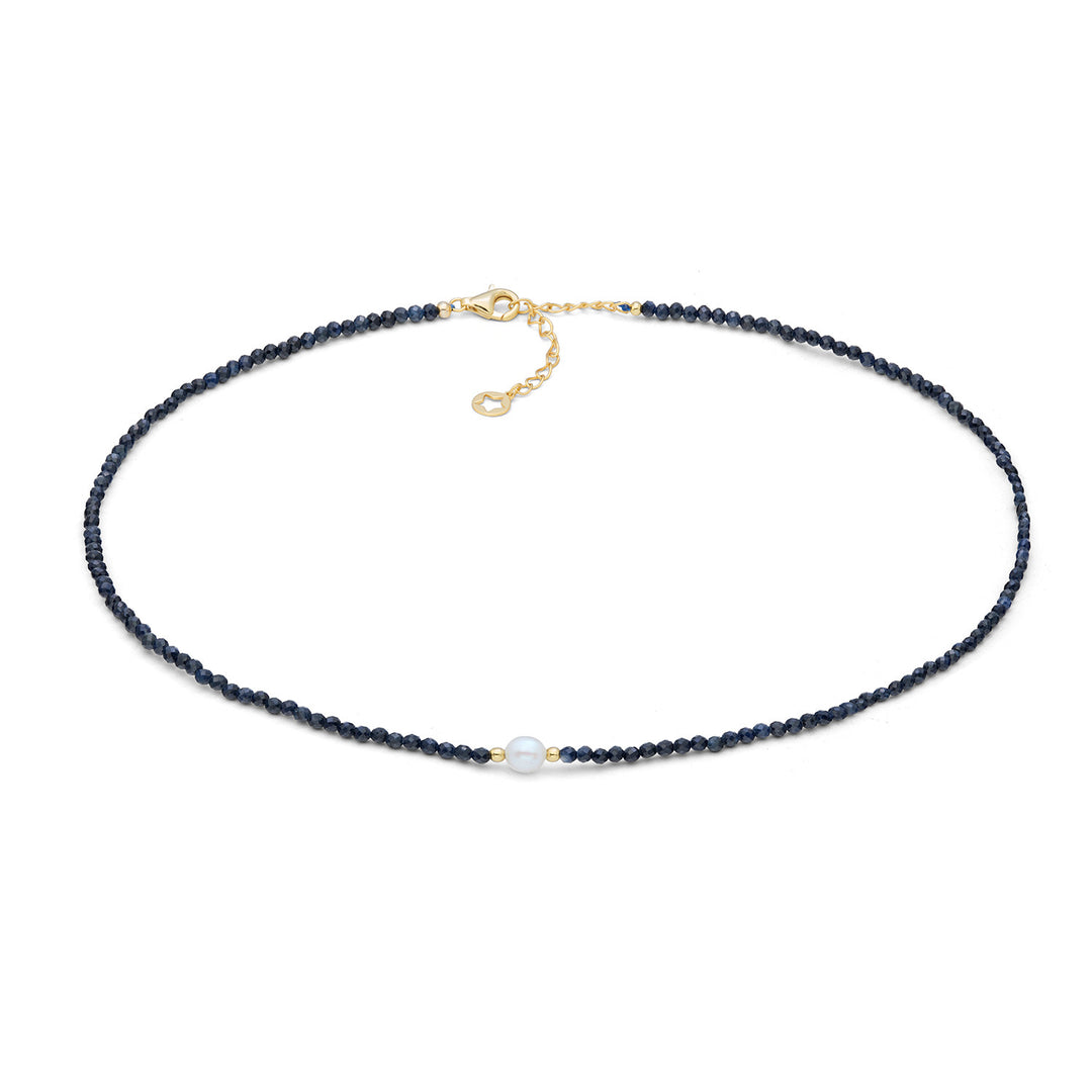 Comete-Halskette aus 925‰-Silber mit blauem Saphir und Perle GLA297