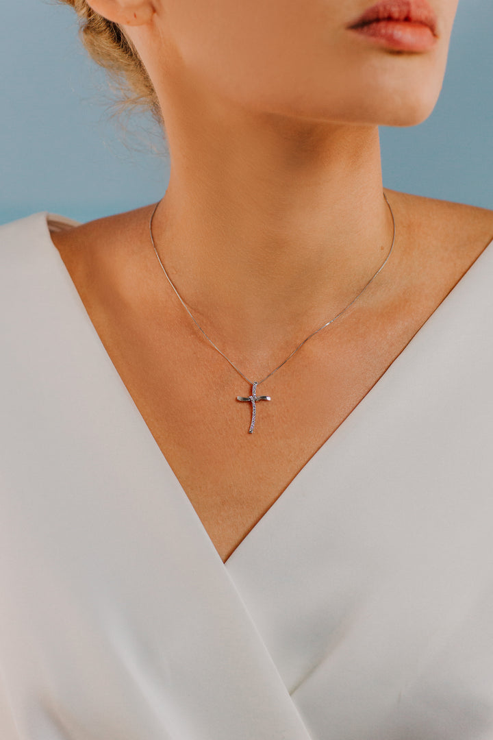 Comete gouden en diamanten kruisketting GLB1331