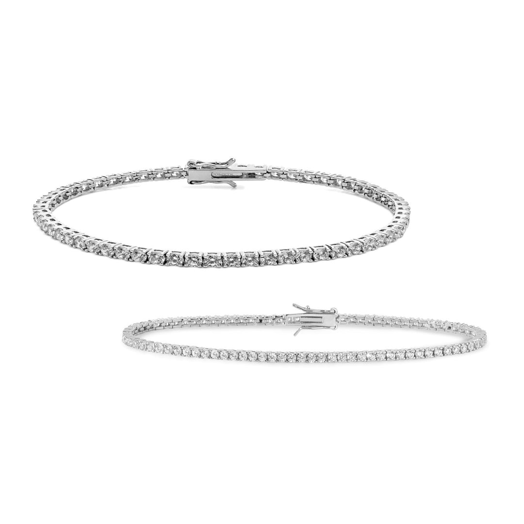 Comete Tennis heren en dames in 925‰ zilver en witte zirkonen KIT175M16987M18