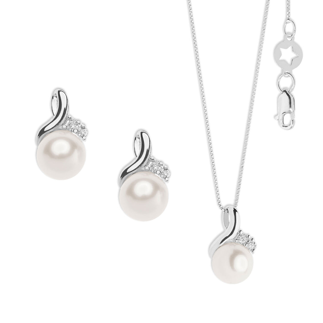 Comete ketting en oorbellen in goud met parels en diamanten KIT610742