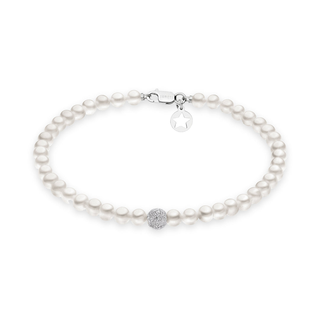 Comete-Armband mit Süßwasserperlen in Gold und Diamantkugel BRQ196B