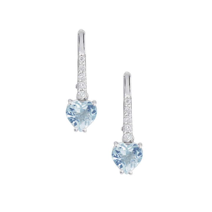 Comete Aquamarin-Herzohrringe aus Gold und weißen Diamanten ORQ279