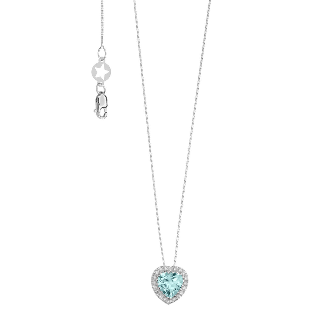 Comete-Goldhalskette mit Diamanten und Aquamarin-Herz GLQ 289