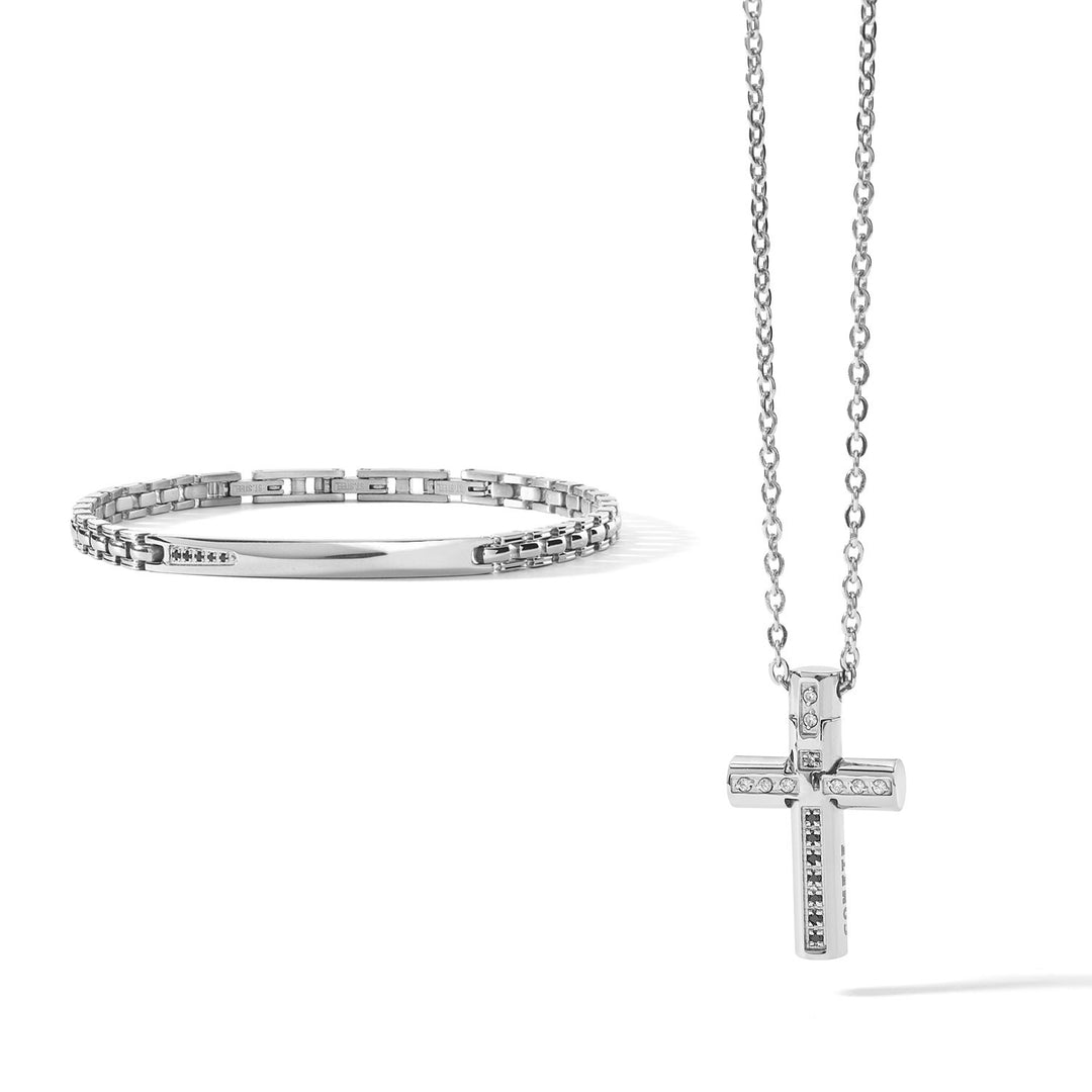 Comete Suits armband en ketting van staal en zirkonen KIT644913