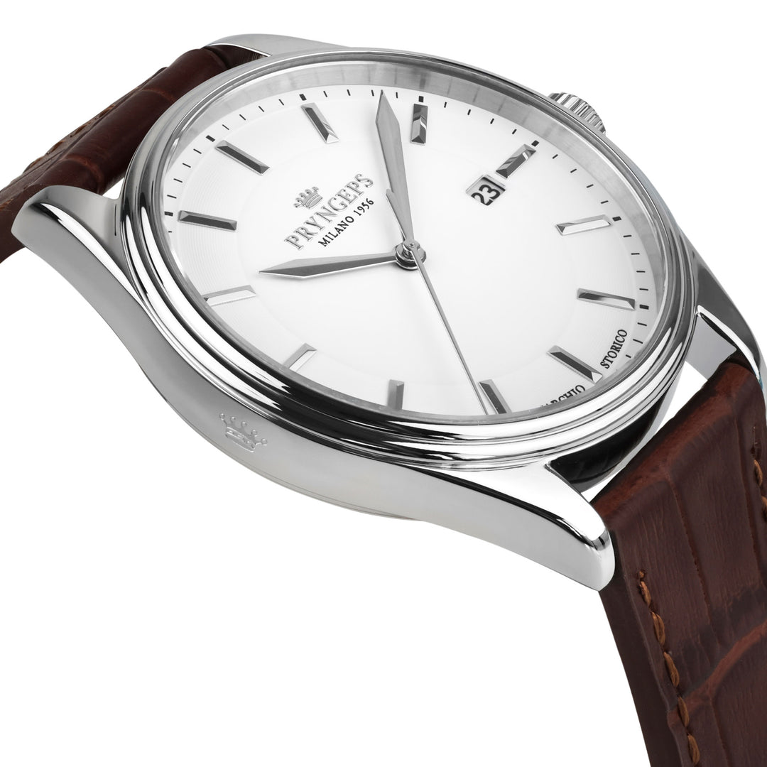 Pryngeps Slim Classic herenhorloge 41mm wit quartz staal A1214 BI