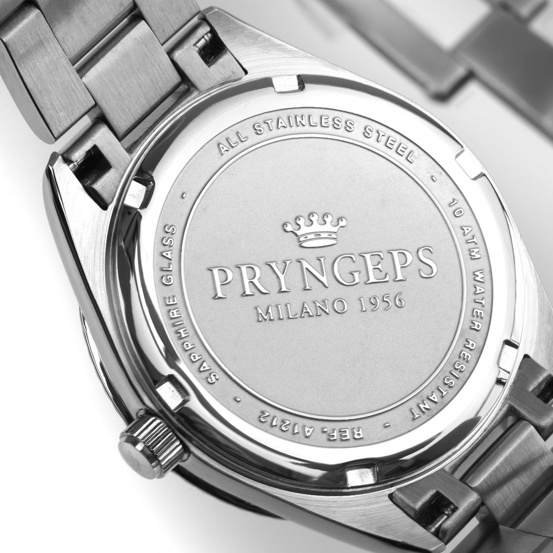 Pryngeps herenhorloge 41mm wit staal quartz A1212 BI