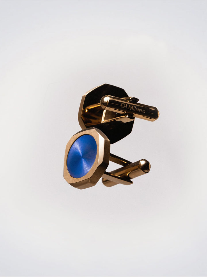 D1 Milano Blue and Gold Octagonal Cufflinks D1-JWCLSU07