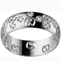 Gucci Icon Bold Ring 18 Karat Weißgold und Diamanten Größe 13 246484 J8540 9066